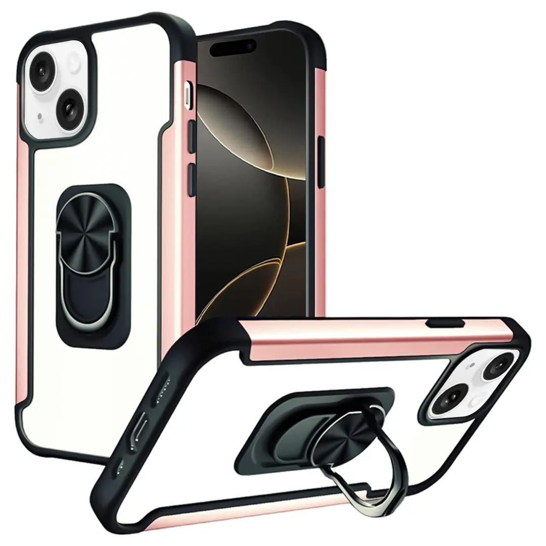 iPhone 15/iPhone 14/iPhone 13 Clear Ring Case Rose Gold